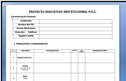 FORMATO DE EVALUACION DEL PEI